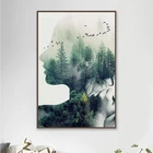 Декор в скандинавском стиле для девочек, туман, лес, скандинавский пейзаж, пейзаж на стену, холст, постер для гостиной, домашний декор 2-27