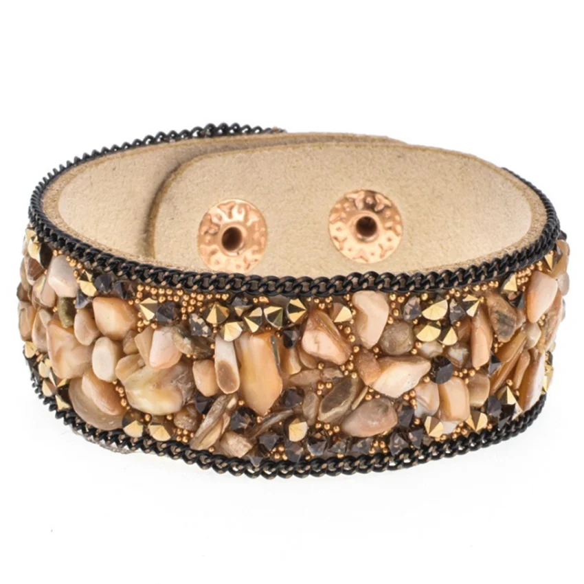 FYJS уникальный кожаный браслет ручной работы с маленьким камнем тигровый глаз