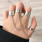 Модные крутые кольца в стиле панк, набор колец в стиле хип-поп, многослойная Регулируемая цепочка, четыре искусственных кольца из сплава, мужские вращающиеся кольца для женщин, подарок