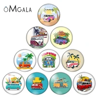 summer beach vocation colorful car bus paintings 12mm16mm18mm25mm round photo glass cabochon demo flat back making findings