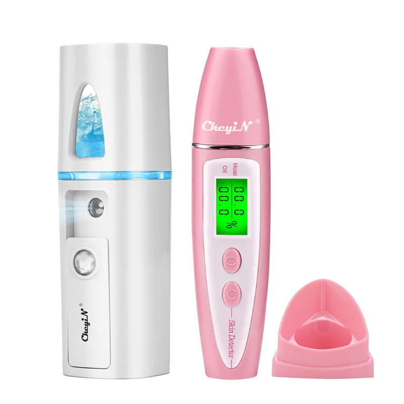 

CkeyiN Portable Nano Mist Facial Sprayer Cool Mist Facial Steamer Skin Hydrating Sprayer Skin Moisture Testing Pen Oil Analyzer