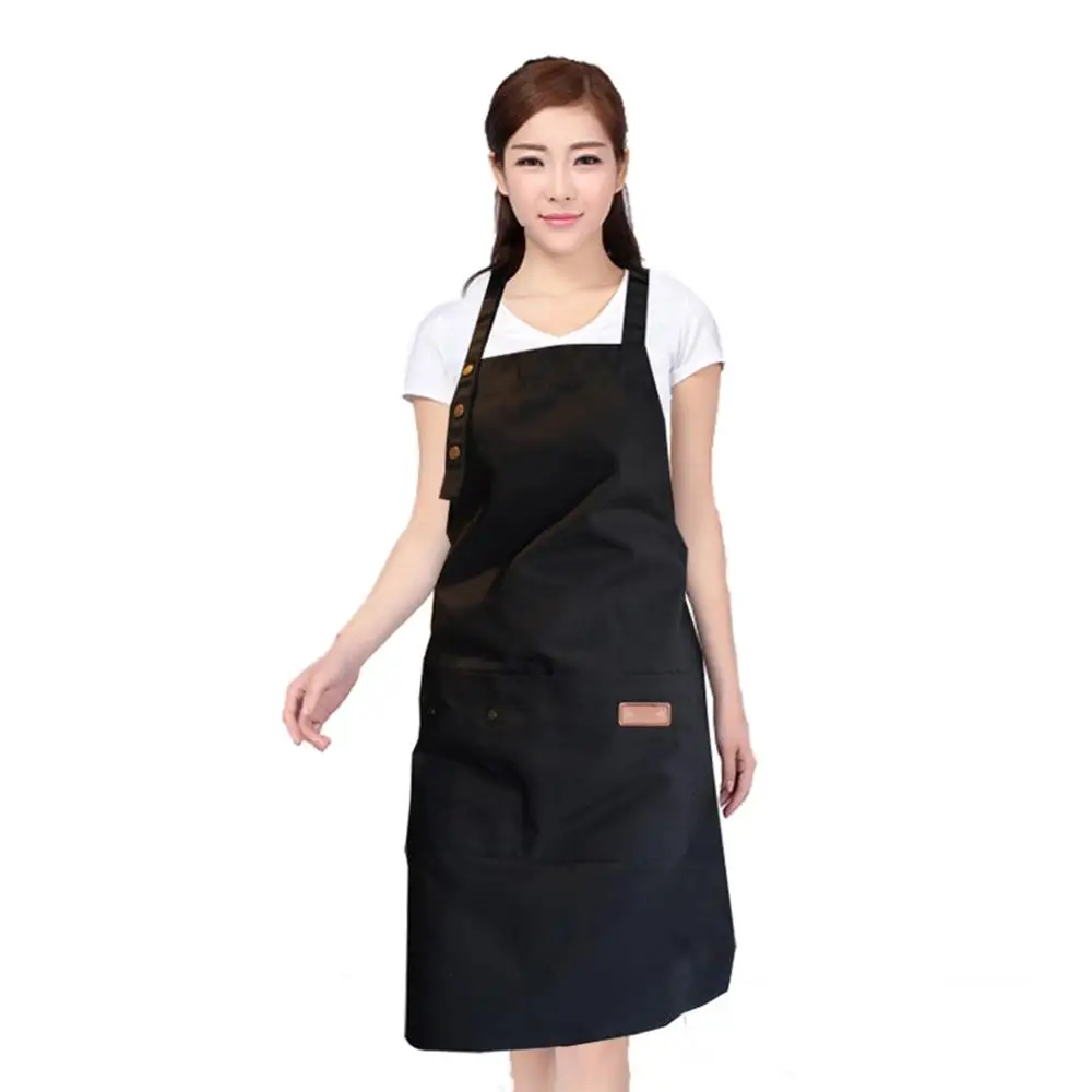 

Hot Sale Fashion Canvas Waterproof Solid Apron Coffee Shop Barber Working Apron Bib Kitchen Cooking Aprons for Women Men Apron