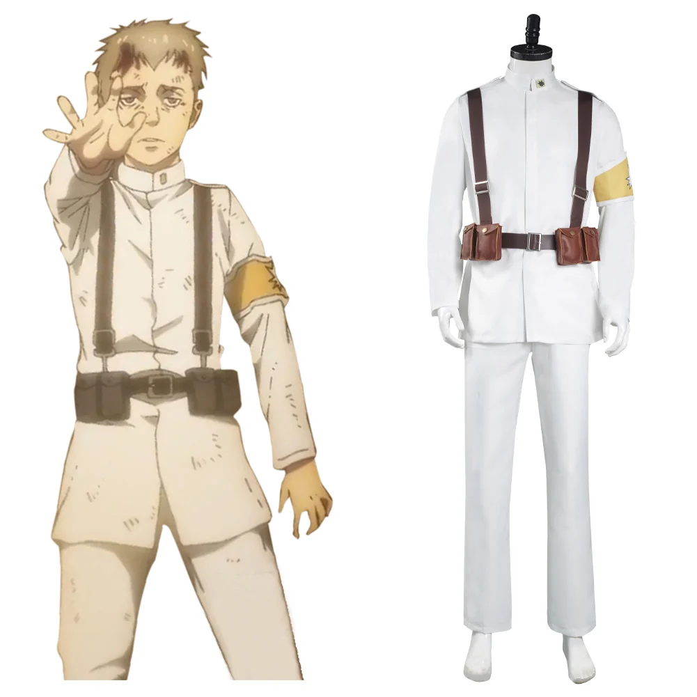 

Anime Shingeki no Kyojin Attack on Titan S4 Cosplay Costume Marley Eldian Army Uniform Suit White Outfits Men Halloween Carnival