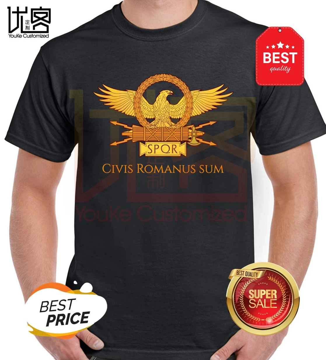 Civis Romanum Sum T-Shirt SPQR Roman Gladiator Imperial Golden Eagle 2020 Summer T Shirt | Мужская одежда