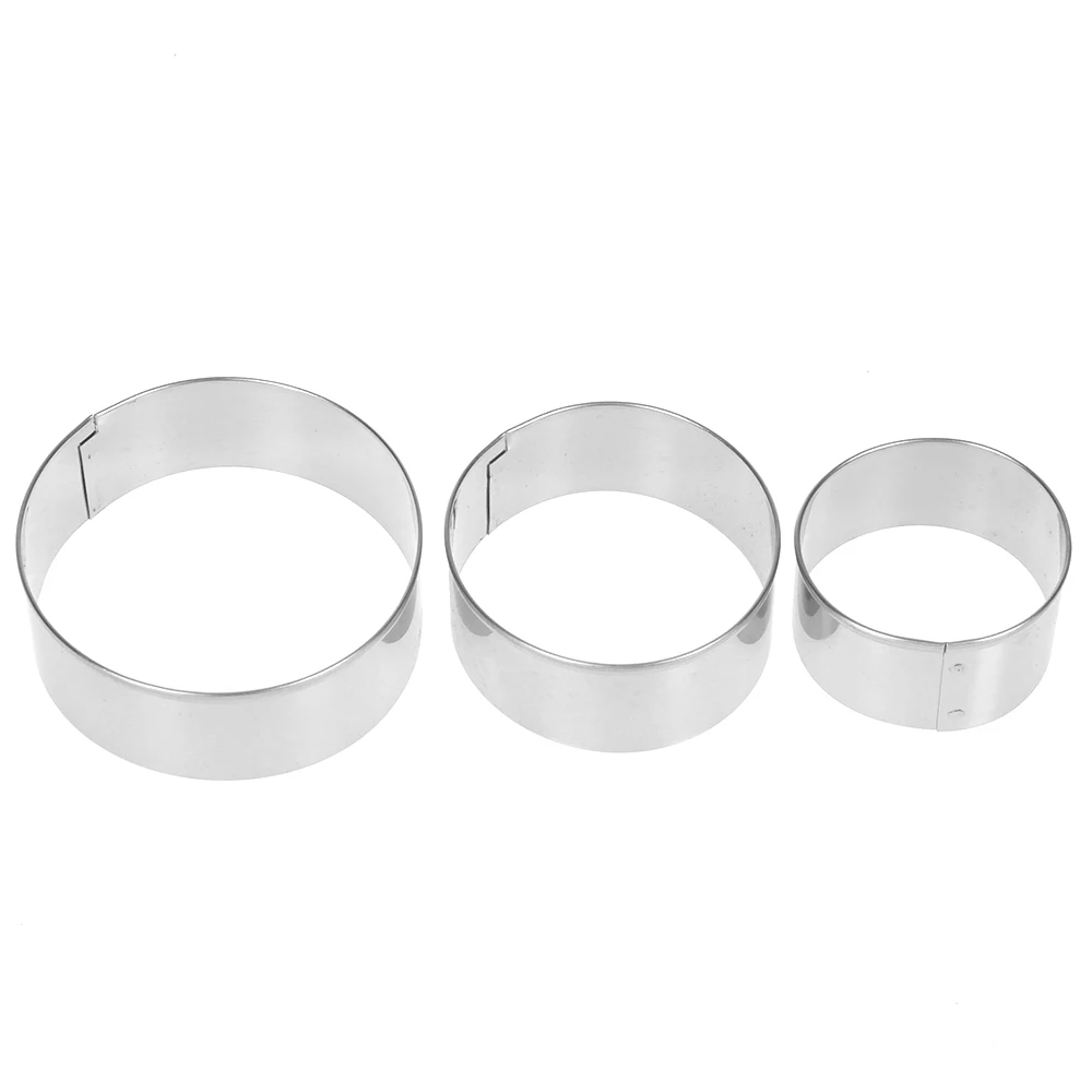 3pcs Stainless Steel Round Circle Biscuit Mold Bakeware Fondant Cake DIY Sugar craft 3D Pastry Cookie Cutters Baking Tools | Дом и сад
