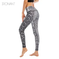 women scrunch butt yoga tummy control snake print sport gym leggings high waist fitness workout pants elastic push up tights