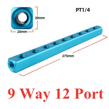 9 Way 12 Port 1/" PT резьбовой порт 2 3 4 5 6 7 8 9 способ Пневматический быстрый соединитель воздушный шланг алюминиевый коллектор блок сплиттер дистрибьютор - Цвет: 9 Way 12 Port