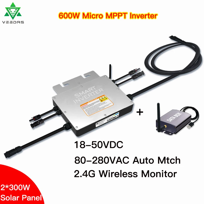 600 Вт Micro солнечный инвертор IP65 сетчатый с беспроводной связью 2 4G от 18 50 В