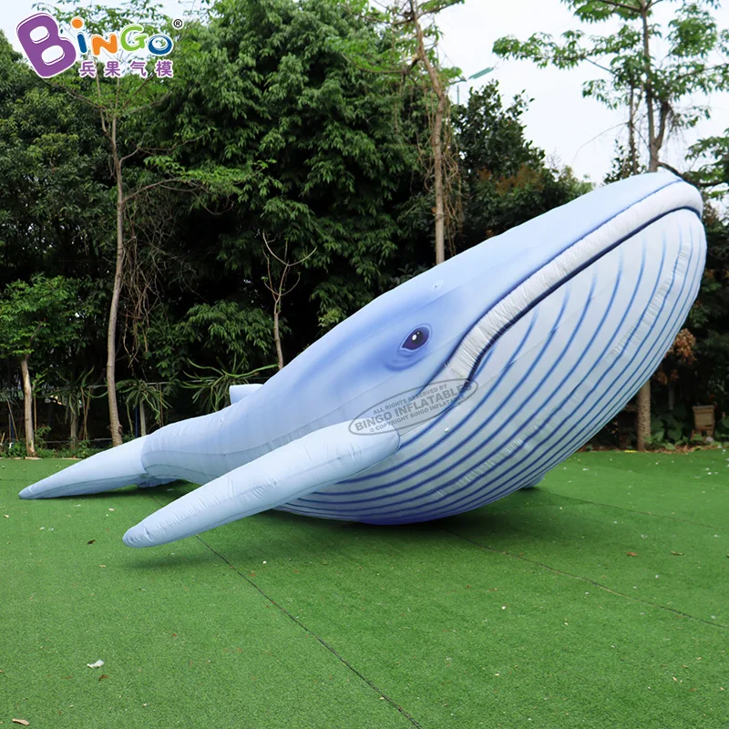 

Custom Made 8x5.3x1.9 Meters Giant Inflatable Blue Whale Model Balloons For Decoration - BG-O0254