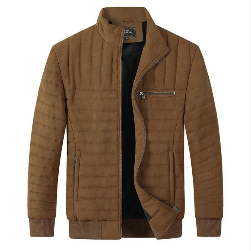 Mens Winter Jackets  Coats Outerwear Plaid Stand Collar Bomber Jacket Men's Windbreaker Thick Warm Male Parkas