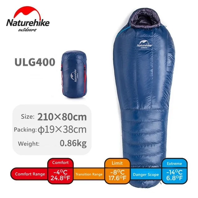 ULG400 blue Новинка Naturehike зимний гусиный пух Мумия сохраняет тепло спальный мешок ограничение комфортной температуры-32℃-4℃ ULG400 ULG700 ULG1000 - Цвет: ULG400 blue