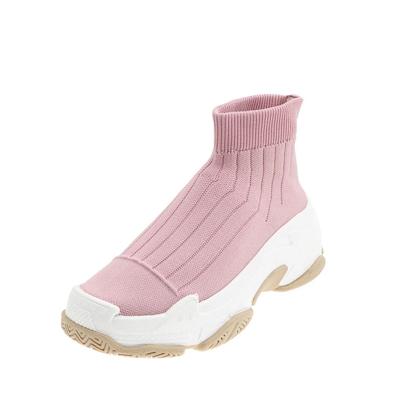 Женские зимние ботинки вязаные шерстяные ботильоны женская теплая розовая