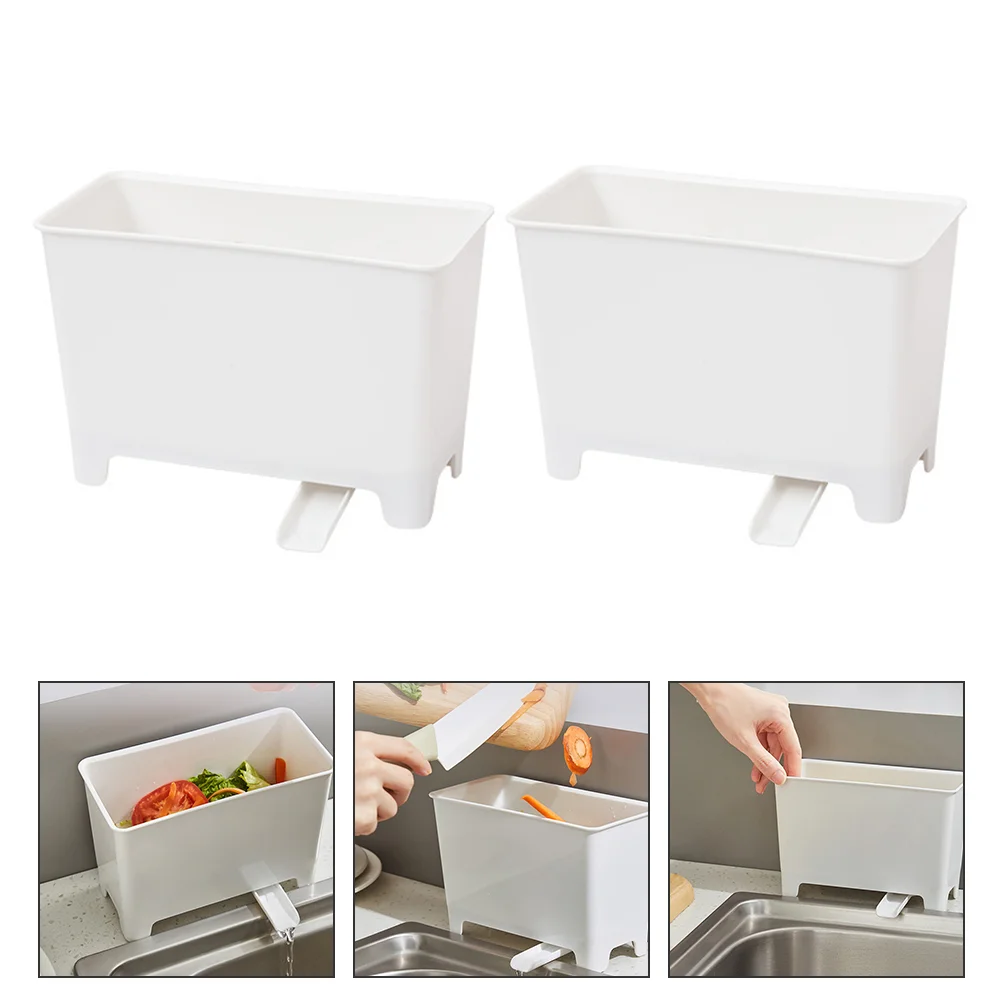 

2pcs Plastic Trash Bin Kitchen Drain Trash Can Plastic Waste Storage Bin