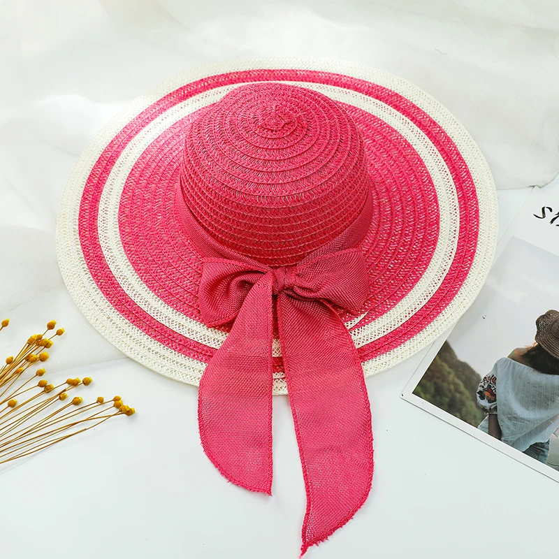 Летняя женская пляжная соломенная шляпа в стиле пэтчворк от солнца с поясом