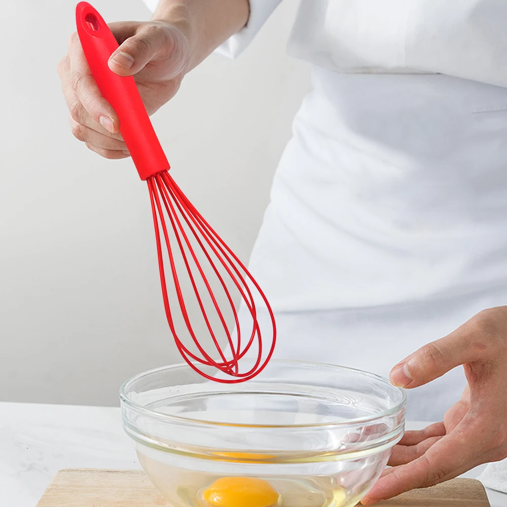 

Silicone Egg Beater With Plastic Handle Factory Food Grade Manual Egg Whisk Kitchen Tools