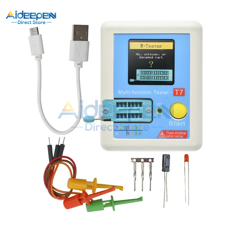 LCR-T7 T7 Транзистор тестер TFT Диод Триод измеритель емкости LCR ESR метр NPN PNP MOSFET ИК Многофункциональный тестер мультиметр