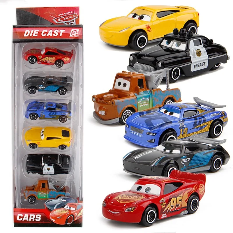 

Disney Pixar Cars 6pcs 3 2 Frank Tractor Lightning McQueen Mater Jackson Storm Ramirez Diecast Toys Car Kid Birthday Gift Toys