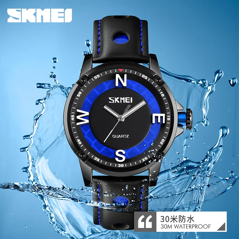 

SKMEI Top Brand Men Watches Fashion Quartz Watch Men Leather Waterproof Sport Clock Luxury Analog Mens Wristwatch reloj hombre