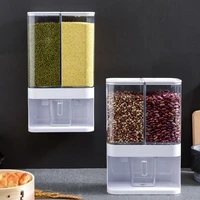 push type grain storage box cereal dispenser kichen items food storage wall mounted grain storage containers kitchen organizer