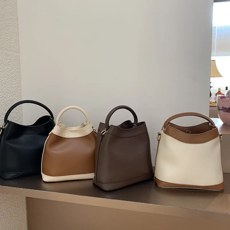 

Contrast bucket bag 2021 new women's Single Shoulder Messenger Bag temperament goddess handbag luxury bag women's bag