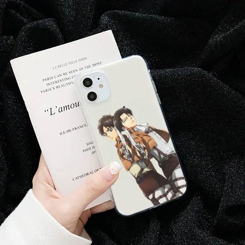 

Attack on Titan anime fire Phone Case Transparent for iPhone 6 7 8 11 12 s mini pro X XS XR MAX Plus cover funda shell
