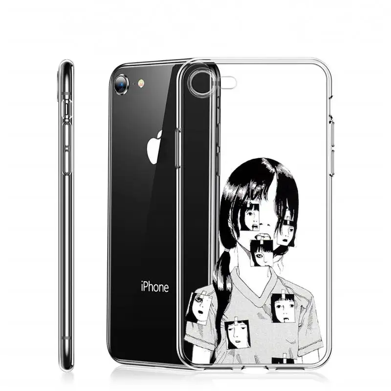 

Junji Ito Tees Horror Anime Phone Case Transparent for iPhone 6 7 8 11 12 s mini pro X XS XR MAX Plus