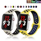 Ремешок резиновый для Apple Watch Series 7 2 3 42 мм 38 мм, аксессуары для iWatch 456SE 40 мм 44 мм 41 мм 45 мм