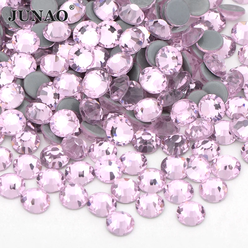 JUNAO SS6 8 10 12 16 20 30 V.Lt.Siam Hotfix Glass Rhinestone Flat Back Iron On Crystal Stones Hot Fixation Strass for Decoration | Дом и сад