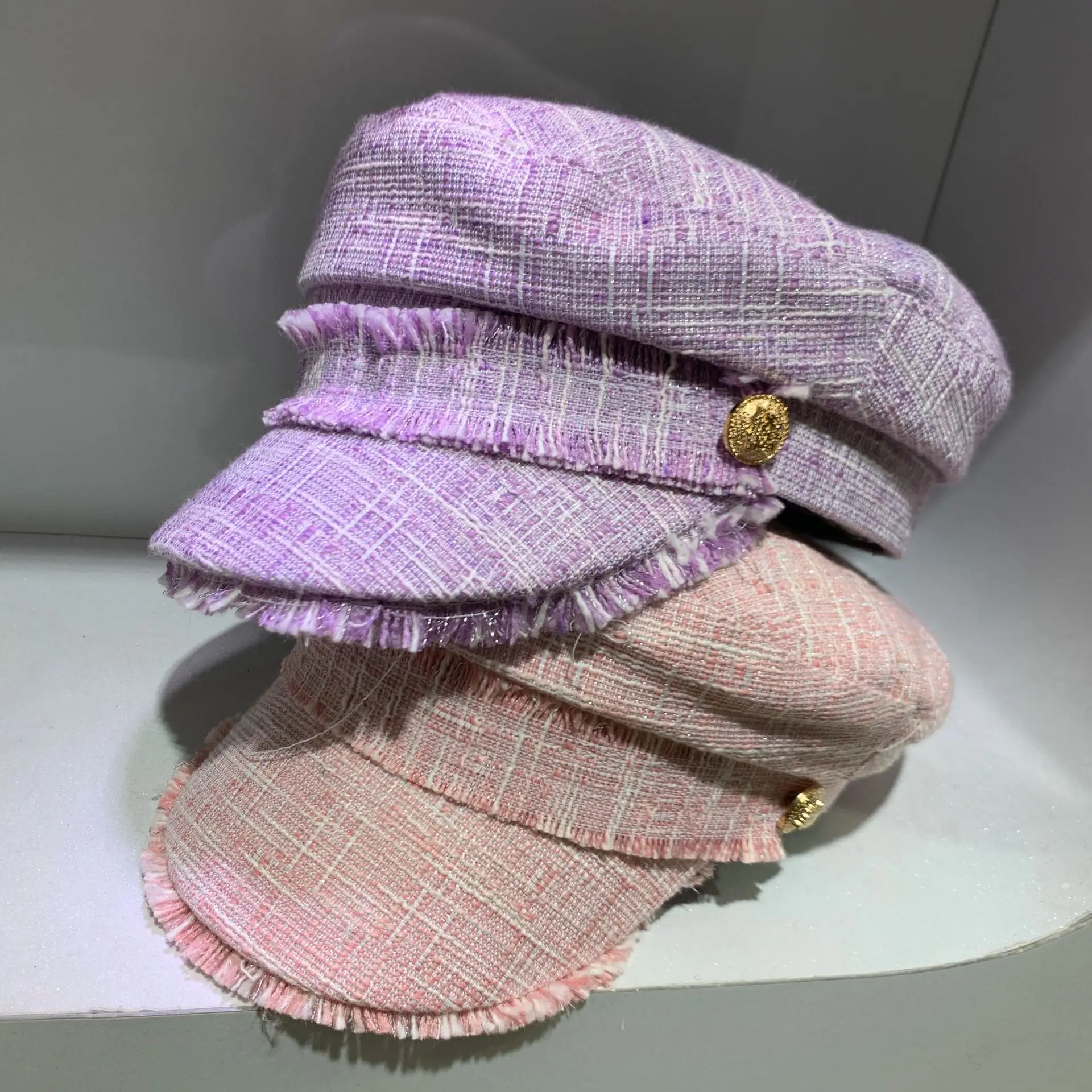 2020 New Fashion Female Autumn/winter British Painter Simple Versatile Fringed Octagonal Hat baseball cap women