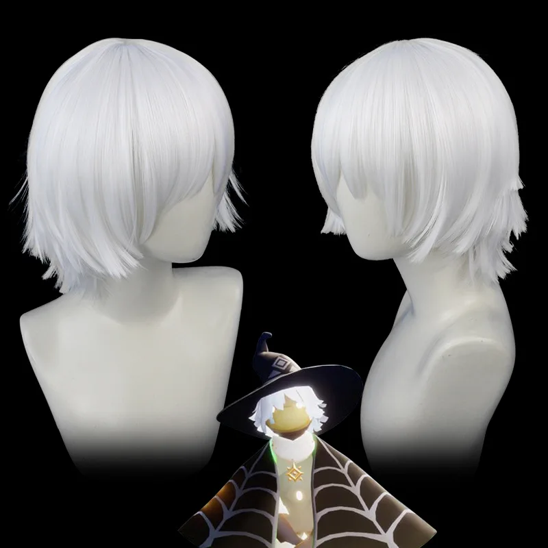 

Light Sky Meets Halloween Witches and Wizards Cos Wig Short Pure White Layer Anti Warping Modeling Men's and Women's Wig Cosplay