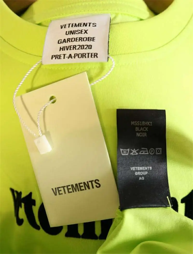 

High Street Vetements T Shirt Men Wome Casual Cotton Big Patch Tag Embroidery Vetements T-shirts Top Tees