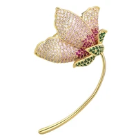 luxury aaa zircon crystal flower brooches for women dress scarf brooch pins jewelry accessories weddings banquet brooch pin