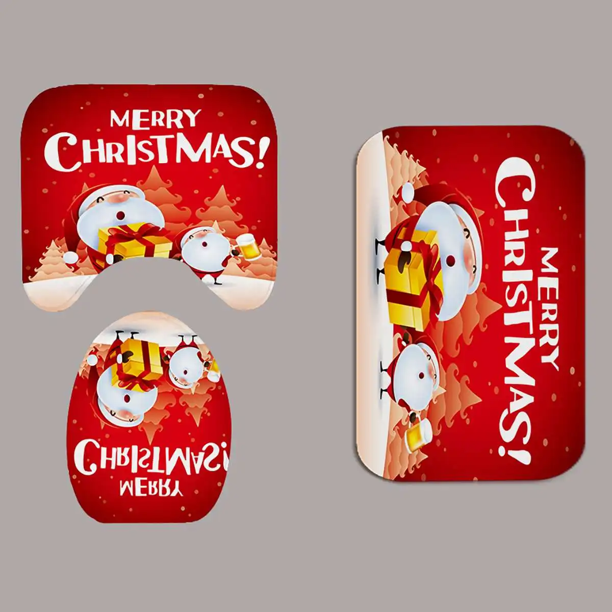 Merry Christmas, водонепроницаемая занавеска для ванной, Рождественский Санта Клаус, коврик для ванной, крышка для унитаза, полиэстер/фланелевая занавеска для душа