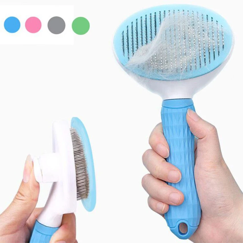 

Dog Hair Removal Comb Grooming Brush Stainless Steel Cats Combs Automatic Non-slip Brushs for Dogs Cats Cleaning Supplies