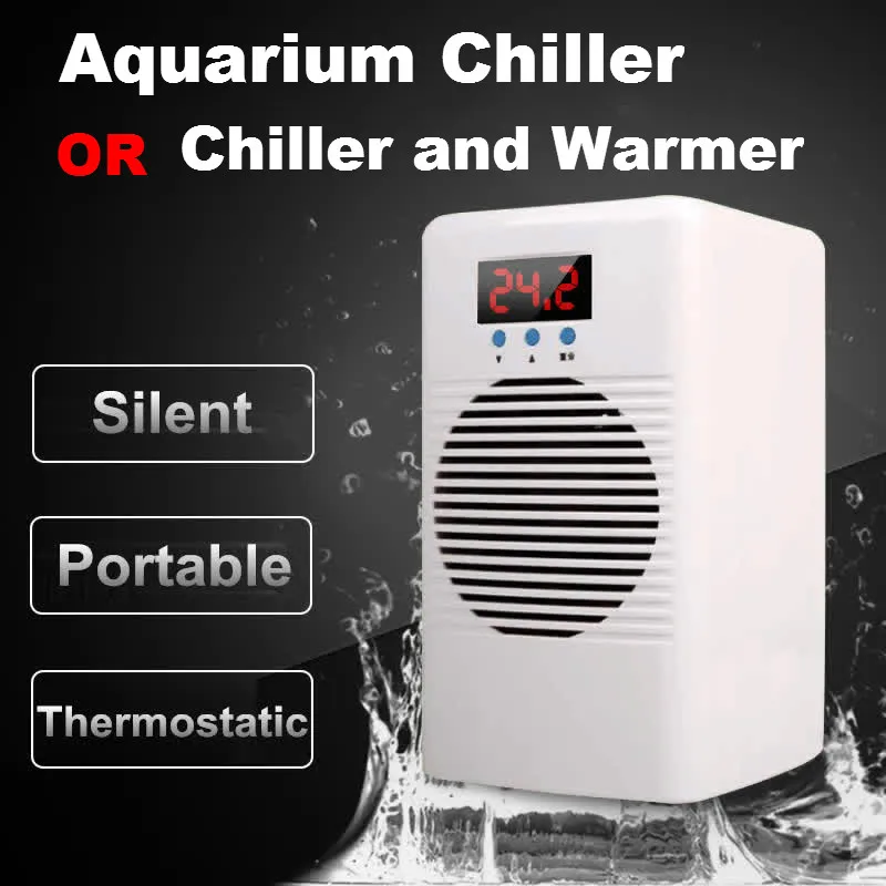 Refrigerador de agua de acuario, enfriador de 110-240v o calentador, semiconductor con control de temperatura de10 a 40 grados para peces, camarones, tanque de arrecife de coral marino
