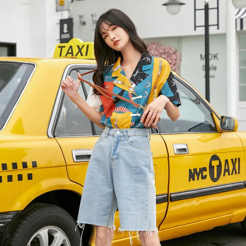 Новинка лета 2020 костюм воротник уличный тренд женский дизайн маленькая рубашка