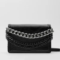 new 2021 brand za designer small black shoulder bags for women with thick chain classic handbags crossbody casual luxury purses