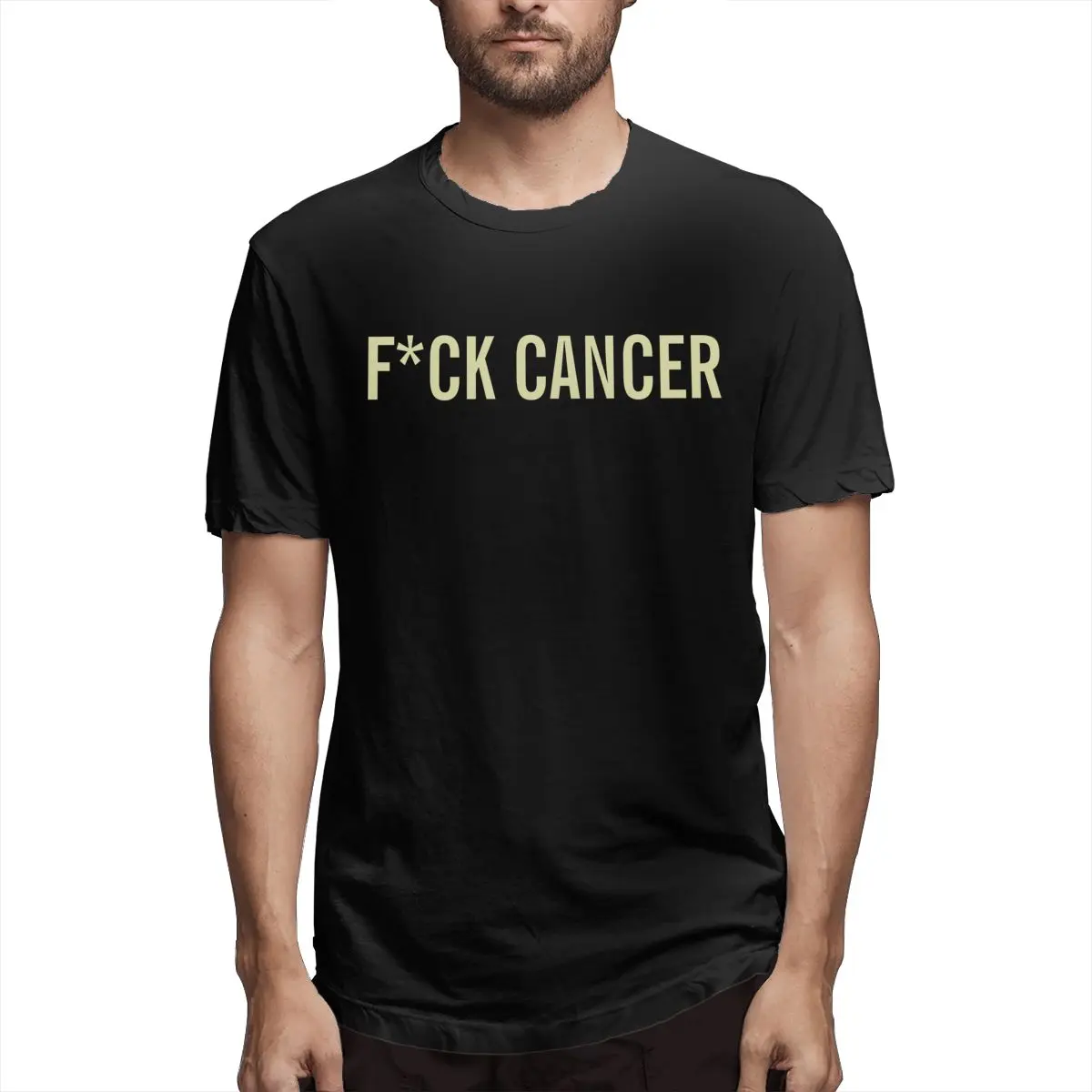 

Fck Cancer Graphic Tee Men's Short Sleeve T-shirt Funny Cotton Tops