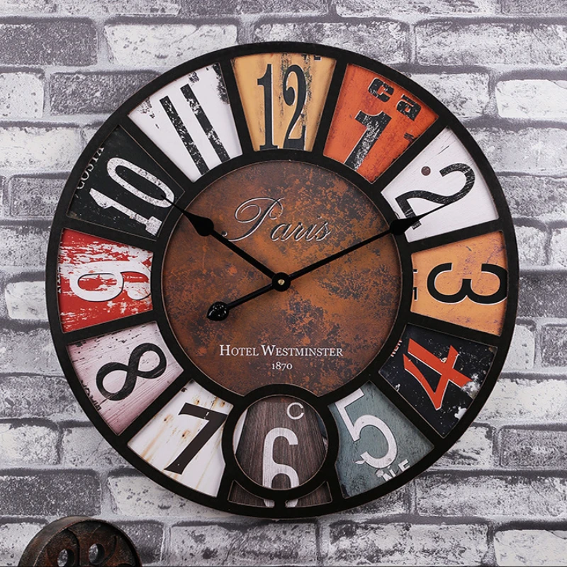 

Retro Creative Wall Clock Luxury Wood Fashion Vintage Decor Wall Clock Living Room Decoration Reloj Pared Wall Decor BC50GZ