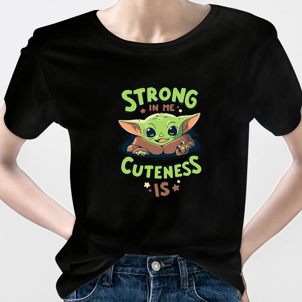 

Disney Baby Yoda Shirt Basic T-Shirt Teens 90s Mandalorian Brand Cute Top 2021 New Womens Short Sleeve Trend Black Ropa Mujer