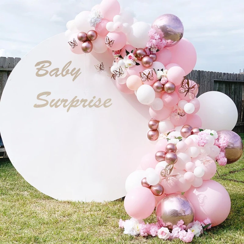 Juego de arco de globos de 100 piezas, guirnalda de globos de confeti rosa y blanco, decoraci&oacute;n de globos para fiesta de cumplea&ntilde;os, Baby bautismo y boda-0