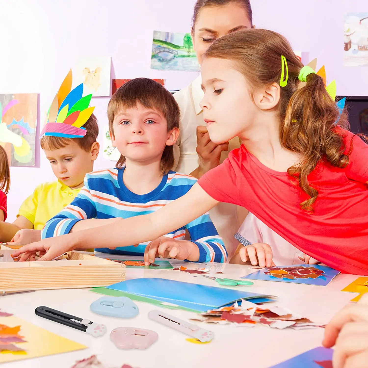 Симпатичные выдвижные боксеры кавайные карманные мини-ножи в виде кошачьей лапы