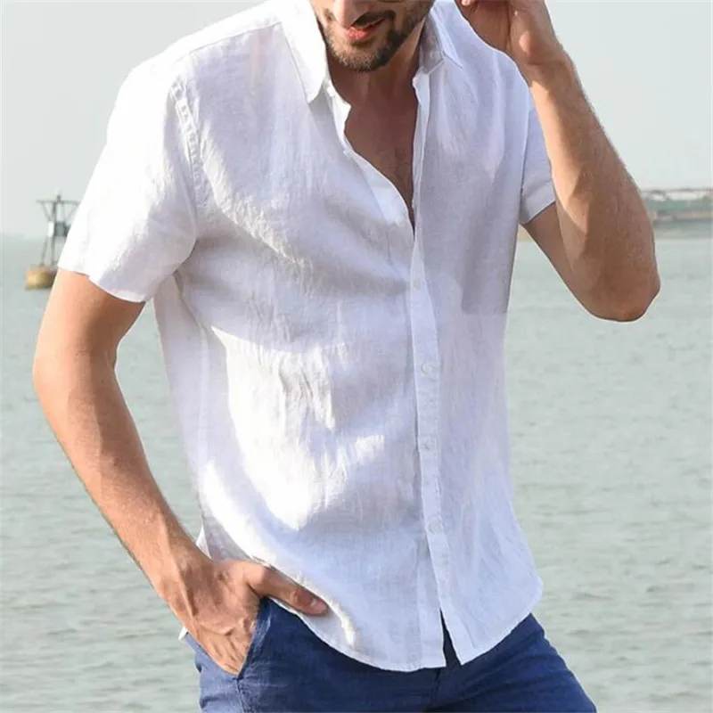 

Male Comfort Shirt Plus Size M 3XL White Dress Shirt Summer Short Sleeve Solid Color Casual Men Shirt Men's Fashion Shirt Tops