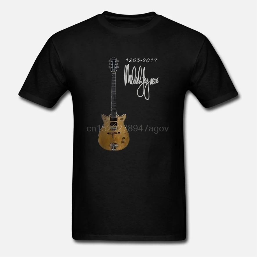 Malcolm Young Signature Guitar Tribute 2 стороны черная футболка мужская размер S 5XL (2)|Мужские