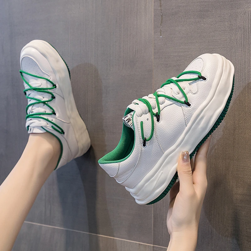 

Genuine Leather Designer Shoes Women Heels White Sneakers Woman Flats Running Shoes Woman Fashion Tennis Female Casual Sneakers