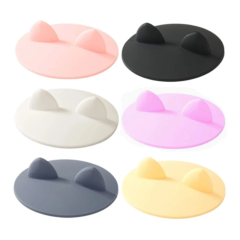 Glass Cup Cover 6 Pcs Cat Ear Silicone Anti Dust Cup Lids Tea Mug Topper Cover For Coffee Cup Covers For Drinks