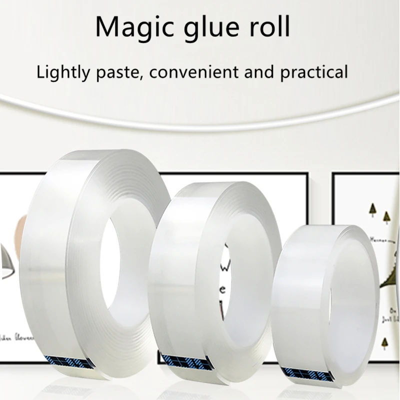 

1/2/3/5m Reusable Double-Sided Adhesive Nano Traceless Tape Removable Sticker Washable Adhesive Loop Disks Tie Glue Gadget