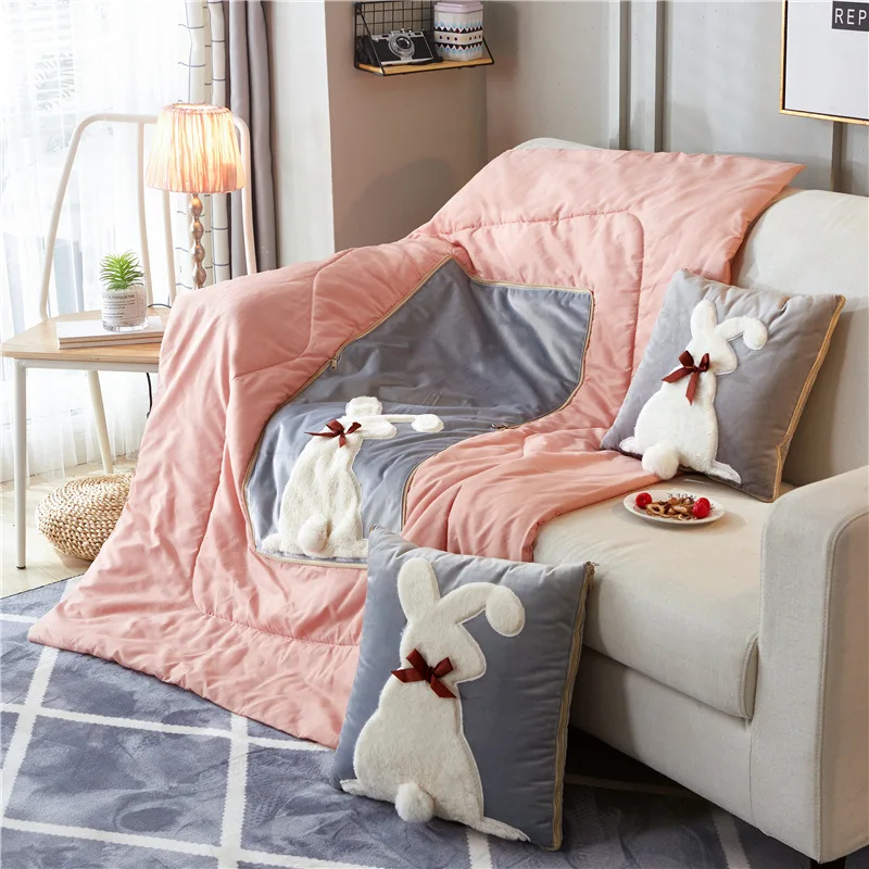 Мультяшная плюшевая подушка стеганое одеяло Высококачественная вышитая Подушка