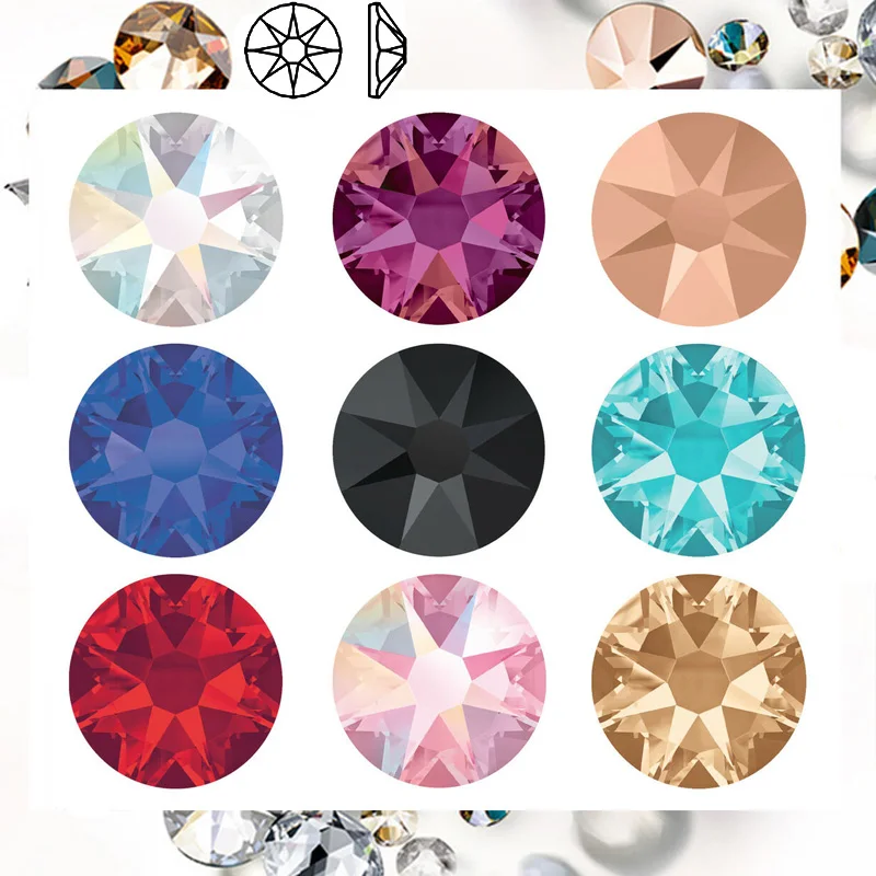 SW алмаз горячей фиксации CZ Стразы 8большой 8 Маленький Железный На SS10 ~ SS40 DIY