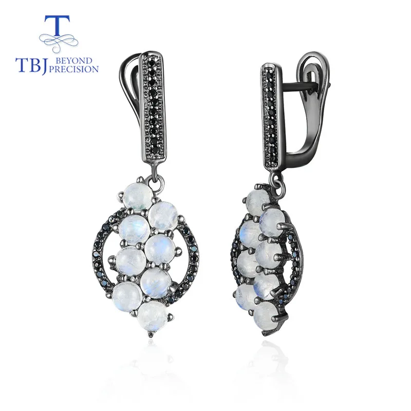 Новый стиль натуральный драгоценный камень синяя серьга с лунным камнем серебро